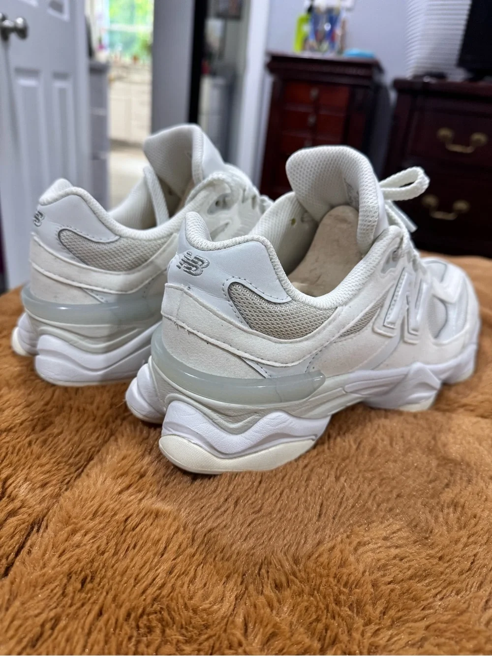 New Balance 9060 Women’s Chunky Cream and White Sneakers - Picture 10 of 13